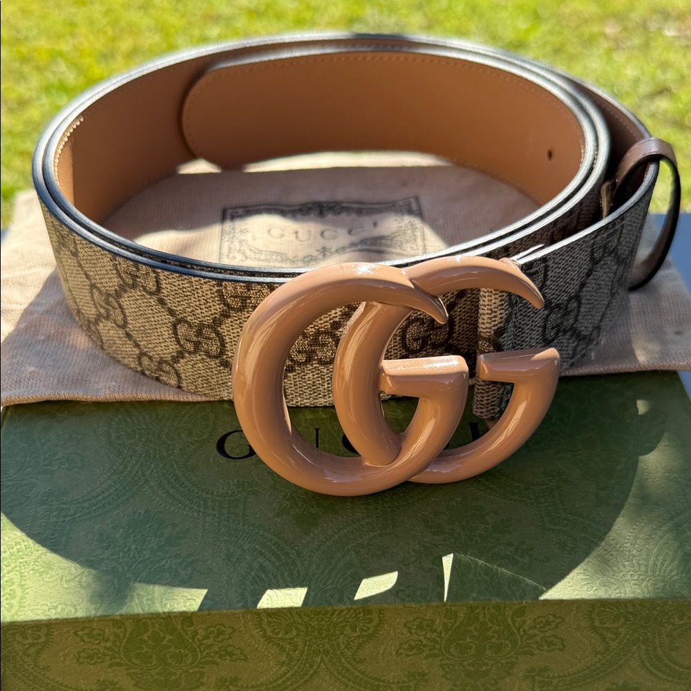 Gucci Beige and Brown GG Belt - Picture 3 of 6